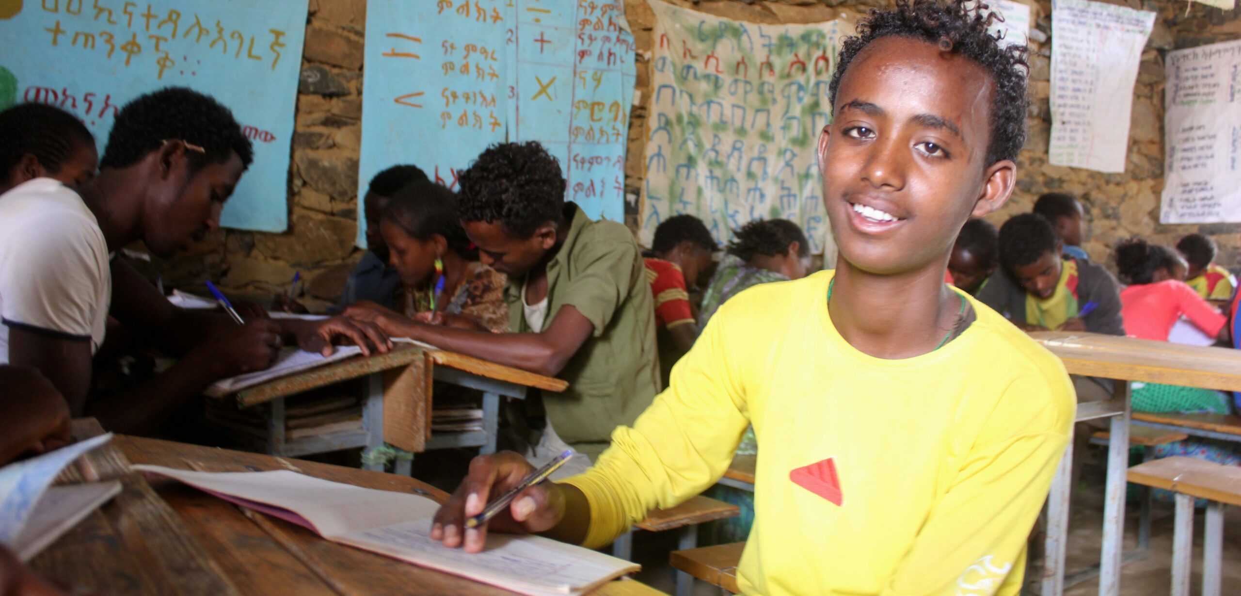 Hayelom in his classrooms in Northern Ethiopia.