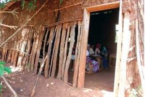 Poor quality classrooms provide little protection from the rain.